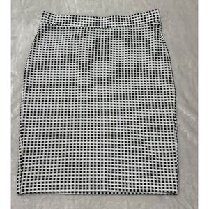 ELLE Black and White Gingham Checkered Pencil Skirt XS Career Work‎